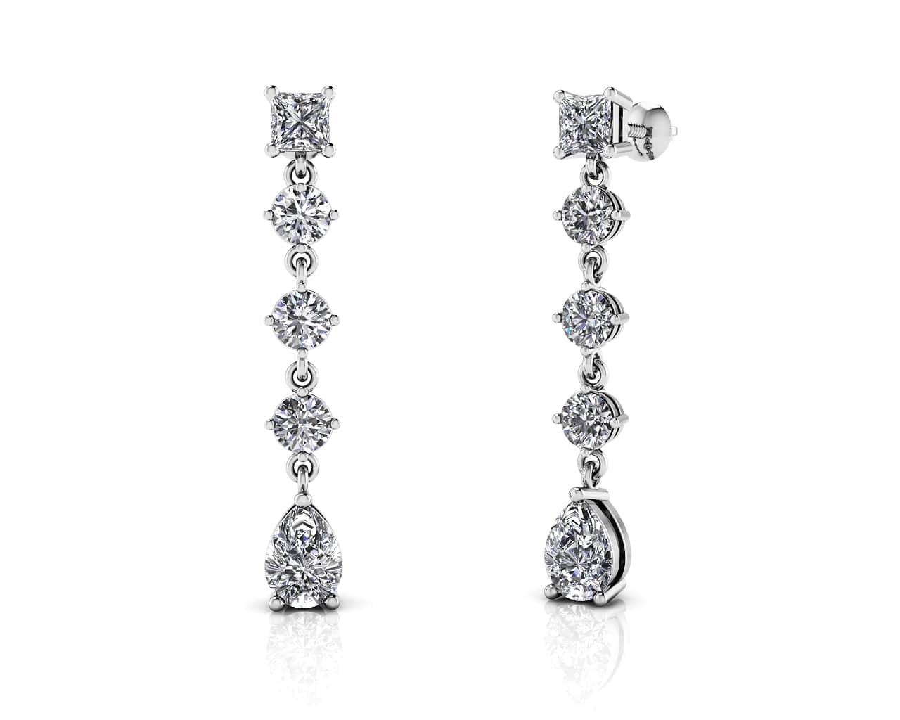 Gala Multi Shape Diamond Earrings Diamond with 2.40 ct.(finished) 6x4mm, 3.5mm, 3.8mm